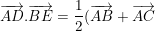 \small \overrightarrow{AD}.\overrightarrow{BE}=\frac{1}{2}(\overrightarrow{AB}+\overrightarrow{AC})(\overrightarrow{AE}-\overrightarrow{AB})